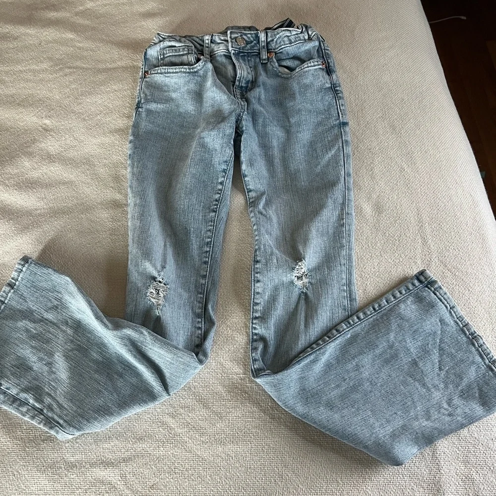 Gap girls 12 Blue Distressed Flared Jeans